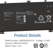 ✅42WH HB4593J6ECW-31 Battery