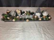 Adventsgesteck  Weihnachtsgesteck  Handmade Kunsttanne 43 x 13 cm silber weiss