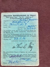 Betriebserlaubnis DKW Hummel Super  Typ 116 1959  Original