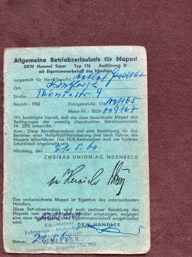 Betriebserlaubnis dkw hummel - betriebserlaubnis,