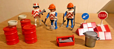 Playmobil Bauarbeiter Straßenbau Baustelle Arbeiter-Warnbarken-Schilder-Werkzeug