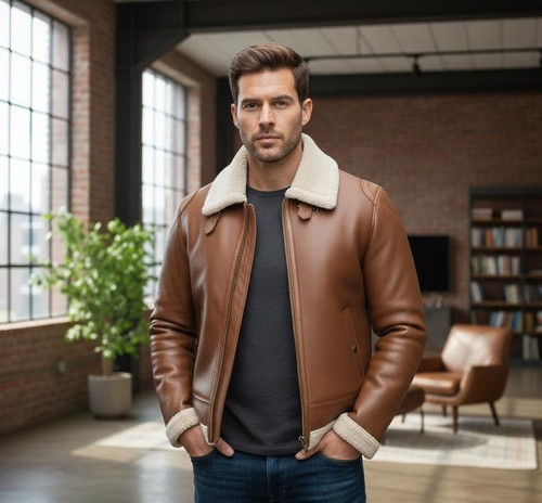 Herren braune shearling - herren,