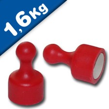 10 x Kegelmagnet / Kegel Pinnwand Magnet klein Ø 12 x 20mm rot, Neodym – 1,6kg