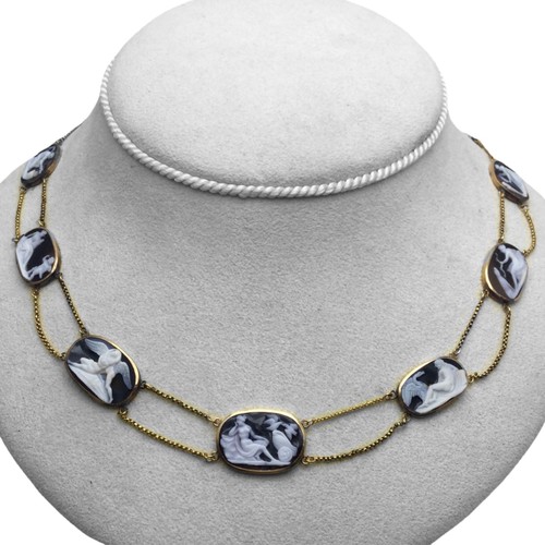 Antik gold achat kamee collier - achat,