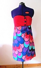 AMARILLOLIMON Cocktail Party Hippie Kleid Corsage Pfau Feder Design 40 42 XL TOP