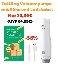 ZWILLING 36801 Fresh & Save Vakuumpumpe 19cm Vakuumierer inkl. Akku + Ladekabel