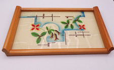 altes Tablett DDR Holz / Glas