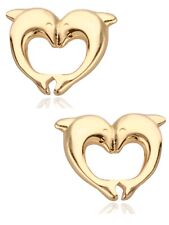 Gold Ohrringe Delfine Herz 18k