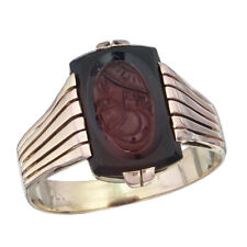 Ring Siegelring Granat 585er Rot- und Gelbgold Antik