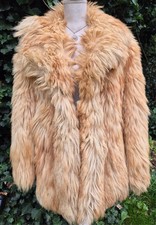 Echt Ziegenfell Jacke Pelzjacke Damen  hellbraun Gr Boho Hippie Vintage