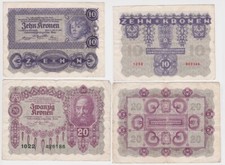 10 & 20 Kronen Banknoten