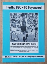 Programm Hertha BSC FC Feyenoord Rotterdam Freundschaftsspiel Berlin 21.03.1978