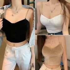 Samt Trägershirt Crop Top Tank Camisole Korsett Bustier Kette Gothic Punk Clubwear