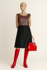 Vintage 60er Brokat Kleid A-Linie Twiggy Schwarz Altrosa Lurex Taft 38 40 ✨