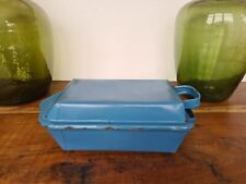 A5023 Alter Emaille Bräter | BRATREINE | Bratenpfanne | Email | hellblau