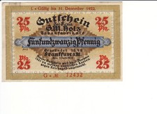 25 Pfennig Frankfurt G.M. Holz - 31.12.1922 L über G No= KN (L 360.d.2)