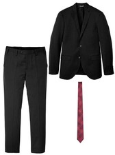 3-tlg Set Anzug: Sakko Hose Krawatte Gr. 48-66 Schwarz Herrenanzug Slim Fit Neu