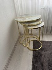 Edle Beistelltische in Gold & Marmoroptik - 3er Set ✨