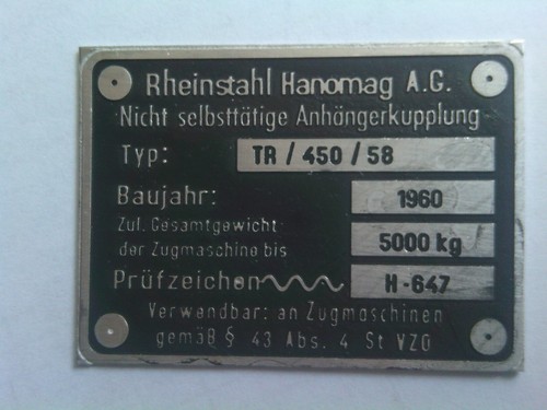 Typenschild schild hanomag - schild,