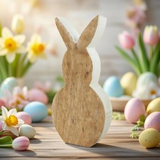 Osterhase holz weiß - 18, cm