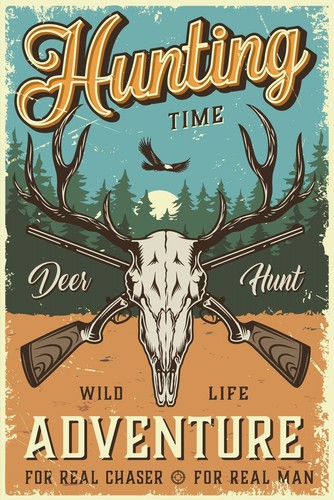 Blechschild 20x30 hunting - hunting, time