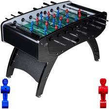 Fußball Tischkicker Profi Schwarz Metallic grünes Feld Figuren Blau Rot 80kg