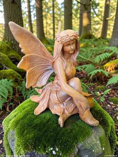 Gusseisenfigur elfe sitzend - gusseisenfigur,