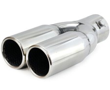 Auspuffblende Chrome Doppel Rohr Endrohr Edelstah bis max. 50 mm Universal