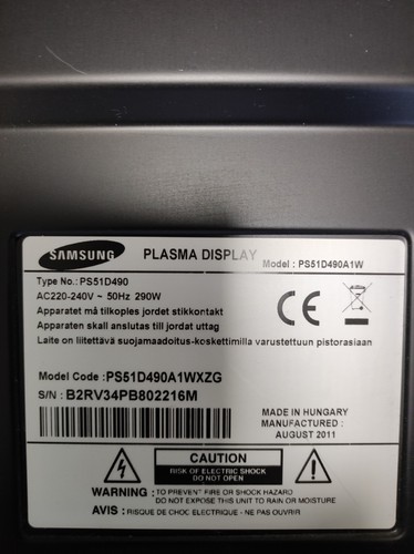 Samsung model ps51d490a1wxzg - samsung, model:ps51d490a1wxzg