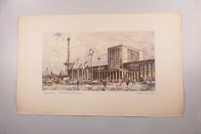 Radierung Horst Miesler coloriert Berlin Funkturm um 1970