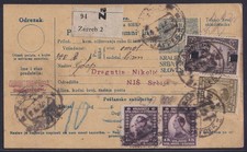 74655) ZAGREB 1922 Paketkarte Mischfrankatur nach NICHE Serbien