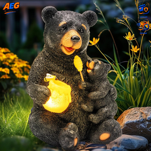 Gartendeko solar statue bär - gartendeko,