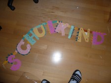 Diverse "SCHULKIND -Einschulungs" Dekoartikel, Wimpel, Schriftzug , Luftballons,