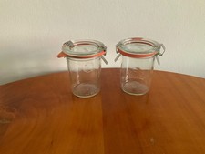 2 kleine Weck Gläser mit Deckel / Gummi / Klammer Einmachglas Rundhals