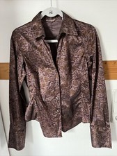 Caliban Damen Bluse Langarm Braun geblümt Gr.46 - 48 % Polyester 42 % Polyamid