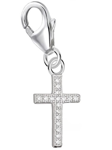 Zirkonia kreuz charm 925 - zirkonia,