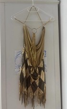 Harley Quinn Cosplay Gold Dress+ Wig Suicide Squad