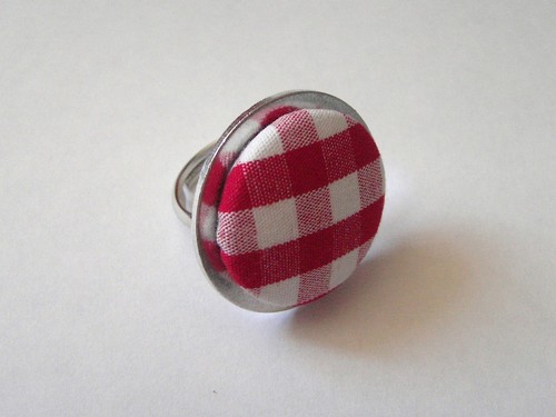 Ring knopf knopfring karo - knopfring, rot