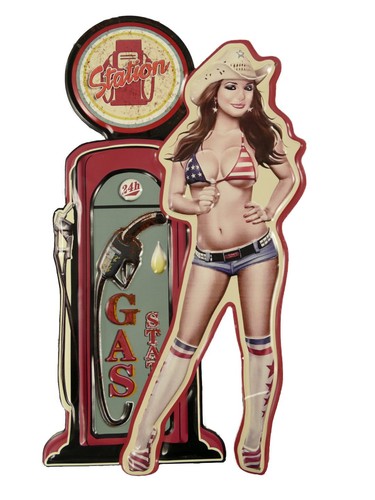 Blechschild gas station pin - station",