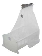 puppenwiege roba stella weiß lackiert textilausstattung bettwäsche und himmel