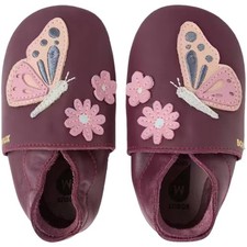 Bobux Soft Sole Athalia Mädchen Krabbelschuhe mit Schmetterling Violett (Fig)