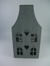 ▀▄▀▄▀ Deko-Windlicht Holz Haus mit Glaseinsatz h= 24 cm 12x12 cm ▀▄▀▄▀ 