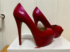 FERSENGOLD Berlin 4545.85 Lackleder Plateau Peep Toe Pumps Fuchsia Rot Rosa 36