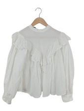 ZARA Rüschen-Bluse Damen Bluse Gr. DE 34 weiß Casual-Look