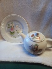 Teekänchen und Teller, handbemalt