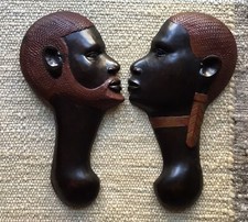 Afrika Wanddeko Holz Kopf Mann Frau