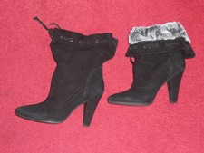 Traumschöne Stiefel von Manya Gr. 39 schwarz Wildleder mit Stulpe zum Umklappen