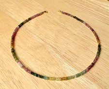 Edelstein Kette Turmalin 925er Silber Vergoldet 43 cm neu