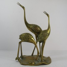 Vintage kunstvolle Vogelgruppe Reiher, Messing (A)