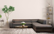 Graues Naturleder Ecksofa
